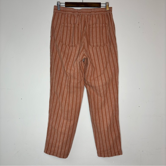 Anthropologie Light Brown Seashore Linen Blend Waist Tie Striped Pants Size S - Picture 7 of 10